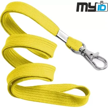 Šňůrka na krk s kovovou karabinou, 1ks, žlutá