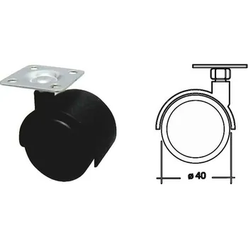 Kolečko Kolečko plast s plot. 42mm černé, 25kg