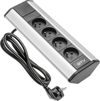 Elektrická zásuvka Zásuvkový el. box rohový 4x zasuvka stříbrná AE-PBKT4U-80