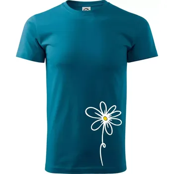 Pánské tričko Kopretina - dole na výšku - Klasické pánské triko vyšší gramáže - 3XL ( Petrolejová )