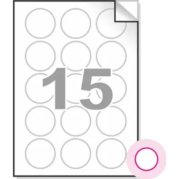 Samolepící etiketa Samolepící etikety, A4, 100ks, (prům.50mm), 15ks/A4 - kulaté