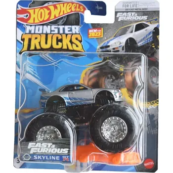 autodráha Hot Wheels Monster trucks kaskadérské kousky Fast and Furious Skyline GT R