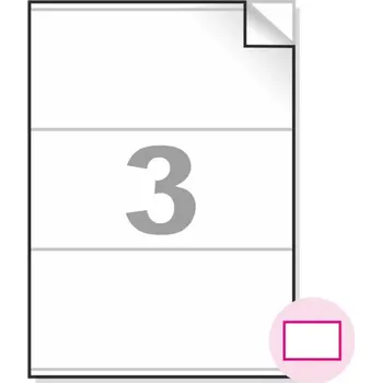 Samolepící etiketa Samolepící etikety, A4, 100ks, (210x95mm), 3ks/A4 - hranaté