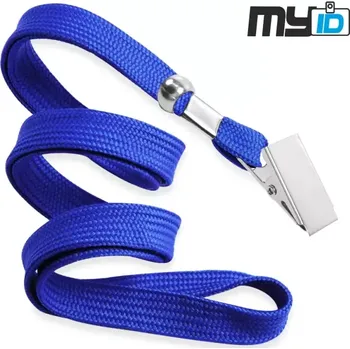 Šňůrka na krk s kovovým klipem, 1ks, modrá
