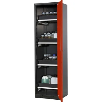 Skříň na chemikálie Systema CS-54R, dveřní závěs vpravo, dveře modré, 4 výsuvné vany