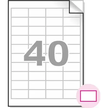 Samolepící etiketa Samolepící etikety, A4, 100ks, (48,5x25mm), 40ks/A4 - hranaté