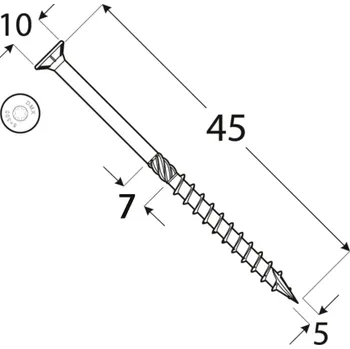 Vrut CS 05045 tesařský vrut se zapuštěnou hlavou 5x45 200kus/bal
