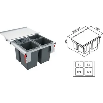 Odpadkový koš Kos odpadkový GARBO 60-4 8+8+12+12L