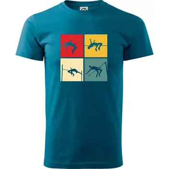 Pánské tričko Skok do výšky vintage - Klasické pánské triko vyšší gramáže - L ( Petrolejová )