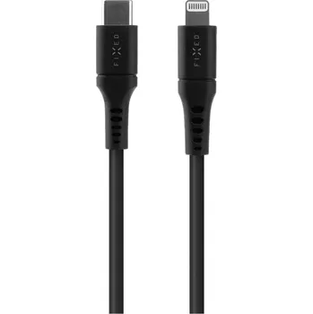 Datový kabel Dlouhý nabíjecí a datový Liquid silicone kabel FIXED s konektory USB-C/Lightning a podporou PD, 2m, MFI, černý