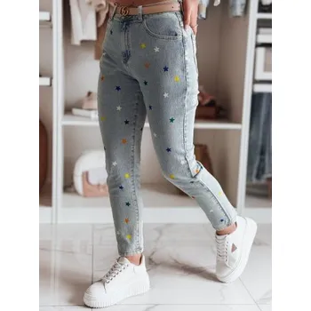 Dámské kalhoty slim fit s hvězdičkami SHINYFIT modré