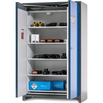 Skříň na lithium-iontové baterie asecos SafeStore-Pro, 5 polic, š 1200 mm