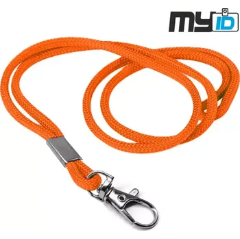 Šňůrka na krk s kovovou karabinou - kulatá, 1ks, oranžová