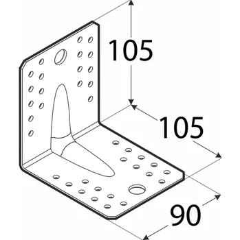 Tesařské kování KP2 - úhelník s prolisem 105x105x90x2,5 mm