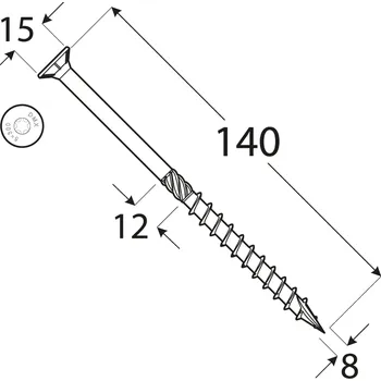 Vrut CS 08140 tesařský vrut se zapuštěnou hlavou 8x140 50kus/bal