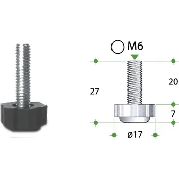 Nábytkové kování Nozka M6 27mm 40.2020.020.50