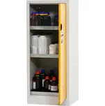 Skříň na chemikálie Tough, typ CS 60-140, korpus šedý / křídlové dveře žluté, 3 záchytné vany