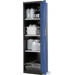 Skříň na chemikálie Systema CS-53R, korpus antracit, křídlové dveře modré, 3 vložné police a vana