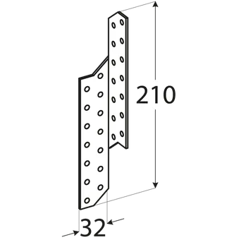 Stavební materiál LK3 - krokvová spojka levá 32x210x2,0 mm