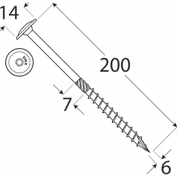 Vrut CT 06200 tesařský vrut s talířovou hlavou 6x200 100kus/bal