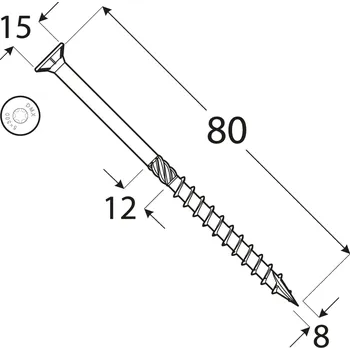Vrut CS 08080 tesařský vrut se zapuštěnou hlavou 8x80 100kus/bal