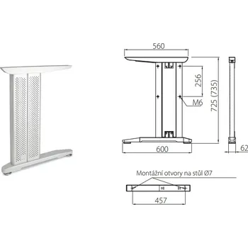 Stolová podnož Kancelářská podnož šedá 710-725x560mm