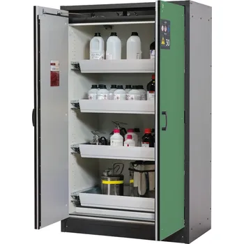 Protipožární skříň na nebezpečné látky asecos Basis-Line typ 30-124, 4 ks vany, antracit-zelená