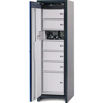 Skříňka na nabíjení Li-Ion baterií asecos, SmartStore-Core, 2,0 V, 7 skříněk, š 600 mm