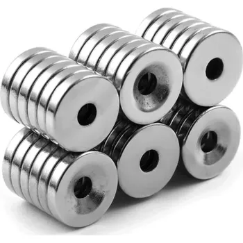 Dekorativní magnet Magnet super silný s otvorem, 25x25x5 mm (kruh) M4 - 1ks