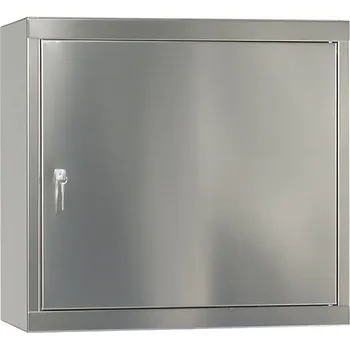 Závěsná skříň na chemikálie Inox HSE-1, s vložnými policemi a podlahovou vanou, 1-dvéřová