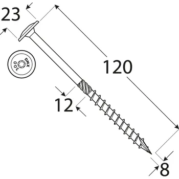 Vrut CT 08120 tesařský vrut s talířovou hlavou 8x120 50kus/bal