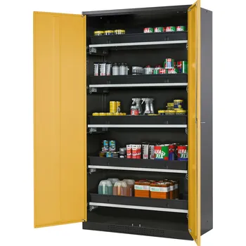 Skříň na chemikálie Systema-T CS-105, korpus antracitový, křídlové dveře žluté, 5 výsuv. van