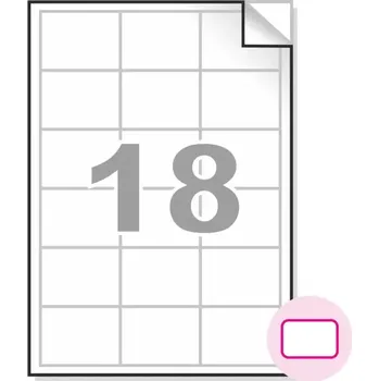 Samolepící etiketa Samolepící etikety, A4, 100ks, (63,5x46,6mm), 18ks/A4 - zaoblené