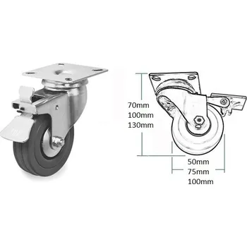 Pojezdové kolečko Kolečko zatez. šedá s brzdou, pr.50mm 30kg