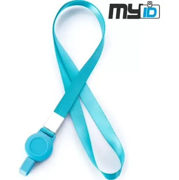 Šňůrka na krk Enjoy s klipem a navijákem, azurová, 1ks