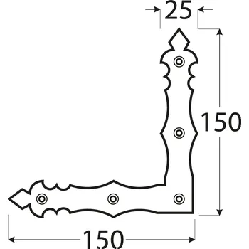Tesařské kování NAD 1 C - Rohovník ozdobný černý 150x150x25x2,5 mm