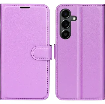 Pouzdro na mobilní telefon Litchi knížkové pouzdro na Samsung Galaxy S25 FE - fialové