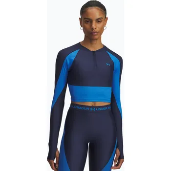 Dámské tričko Dámské tréninkové tričko Longsleeve Under Armour HeatGear Rib 1/4 Zip washed navy/blue atlantis/blue atlantis