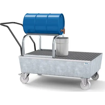 Sud Pojízdná záchytná vana classic-line, z oceli, pro 1 sud à 200 litrů, zinkovaná, sudový podstavec