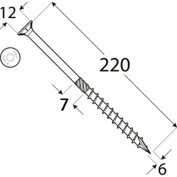 Vrut CS 06220 tesařský vrut se zapuštěnou hlavou 6x220 100kus/bal
