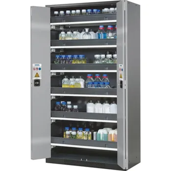 Skříň na chemikálie typ Systema CS-106, skládací dveře stříbrné, 6 výsuvných van