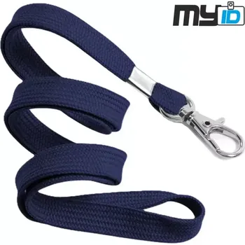 Šňůrka na krk s kovovou karabinou, 1ks, tmavě modrá