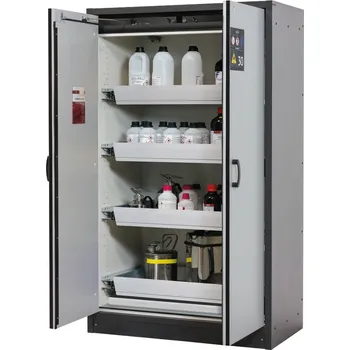 Protipožární skříň na nebezpečné látky asecos Basis-Line typ 30-124, 4 ks vany, antracit-šedá