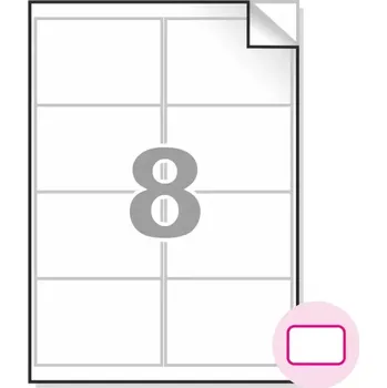 Speciální papír Samolepící etikety, A4, 100ks, (99,1x67,7mm), 8ks/A4 - zaoblené