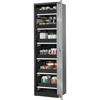 Skříň na chemikálie Systema-T CS-56RG, korpus antracitový, křídlové dveře stříbrné, 6 výsuv. van