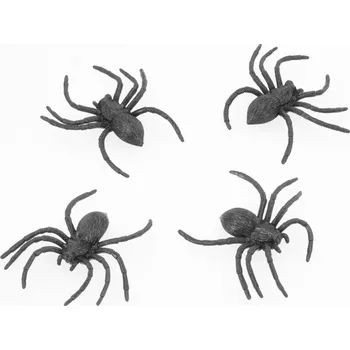 Party dekorace Chaks Set 4 černých pavouků 8 x 9 cm