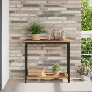 Zahradní stůl OMAXI Venkovní stůl s úložištěm Přirozená a černá 80 x 35 x 75 cm 784384