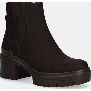 Dámská zimní obuv Boty s gumou U.S. Polo Assn. HALEY009A dámské, hnědá barva, na podpatku, HALEY009W/EH1 HALEY009W.EH1 98X, EUR 39