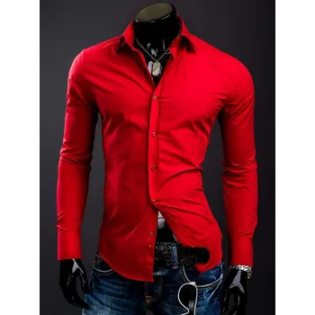 Pánská košile Červená pánská elegantní košile s dlouhým rukávem Bolf 1703A - XL
