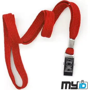 Šňůrka na krk s kovovým klipem ECO, 1ks, červená